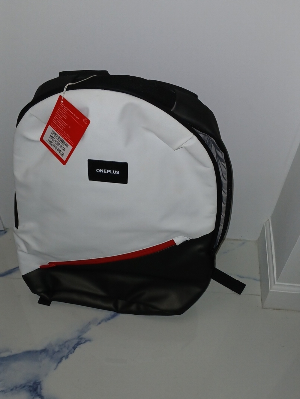 OnePlus White, Black & Red Men's Backpack